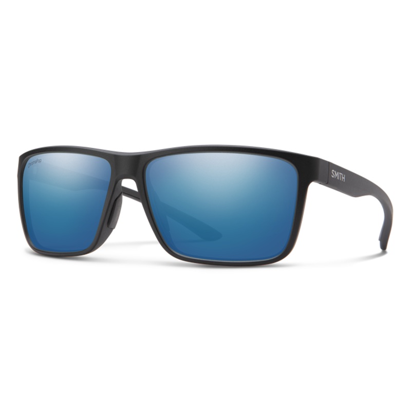Smith Riptide Sunglasses-Matte Black/ChromaPop Glass Polar Blue Mirror