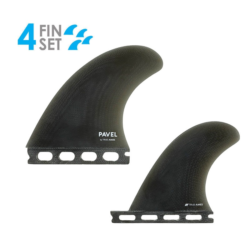 True Ames Pavel Solid Fiberglass Quad Fin Set-Smoke