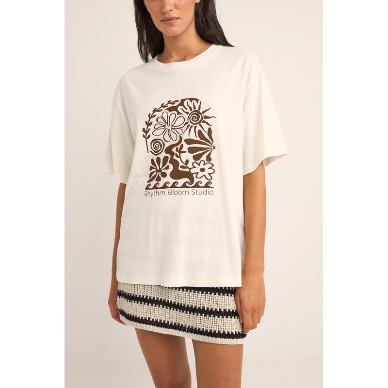 Rhythm Bloom Studio Oversized Tee-Natural
