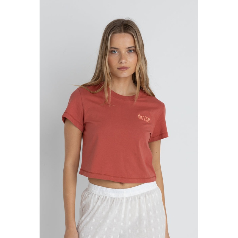 Rhythm Crop Crew Tee-Red