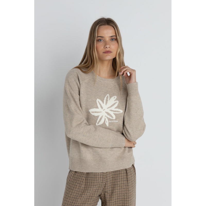 Rhythm Sanctuary Crew Neck Knit Sweater-Taupe