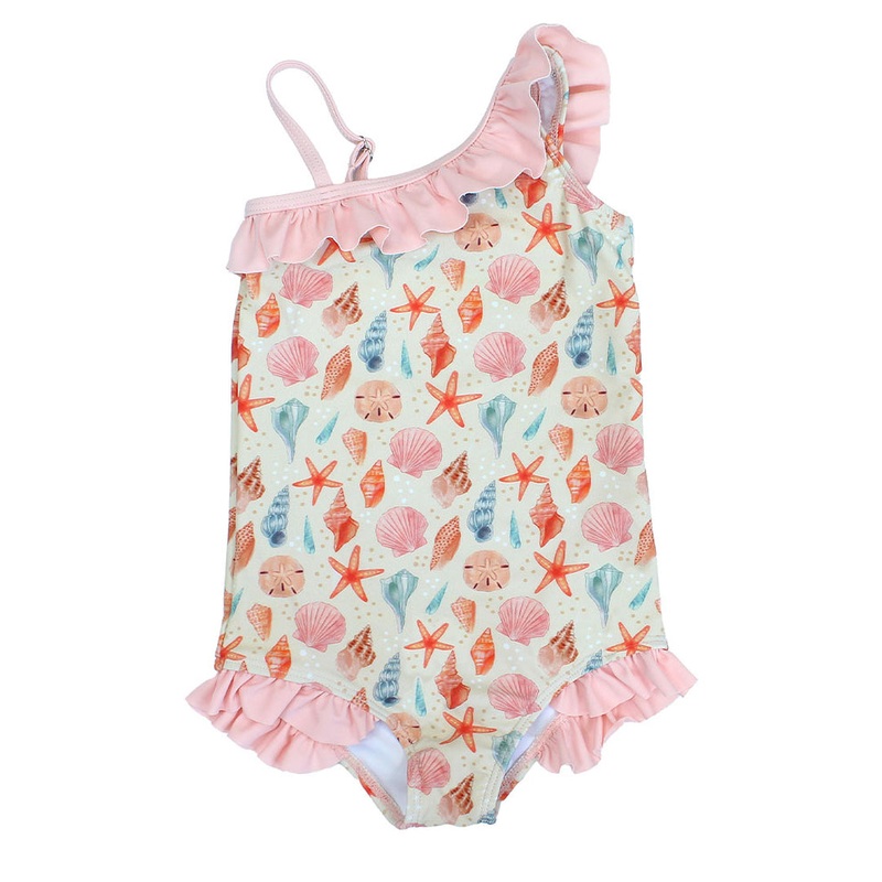 Emerson and Friends Ruffle Leg One Piece-Sandy Seashells