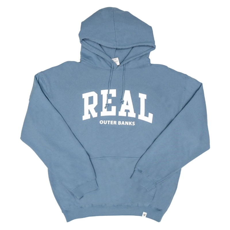 REAL Block Letters Hooded Sweatshirt-Denim