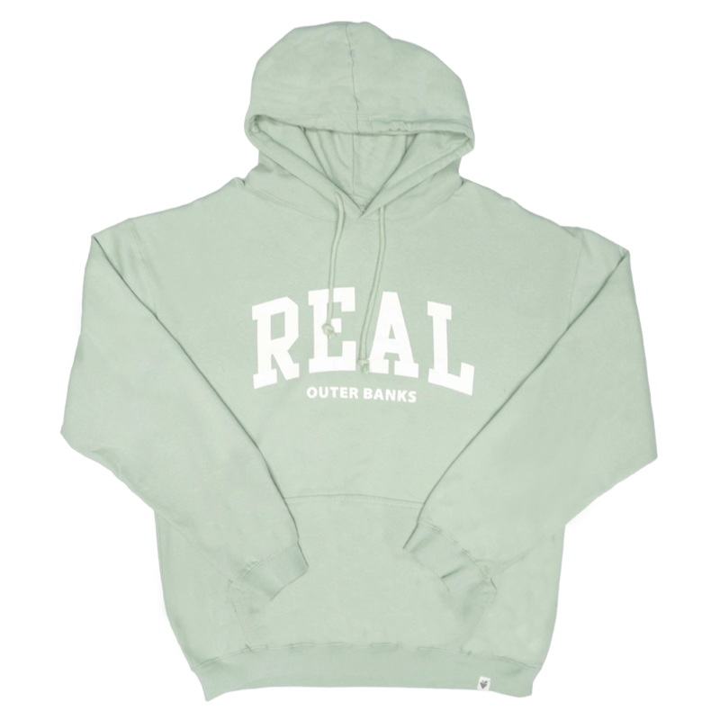 REAL Block Letters Hooded Sweatshirt-Sage