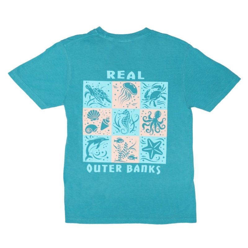 REAL Ocean Stencils Tee-Seafoam