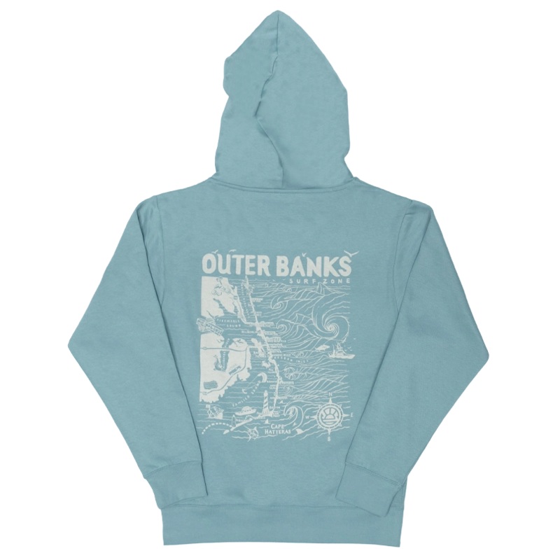 REAL Outer Banks Map Hooded Sweatshirt-Agave