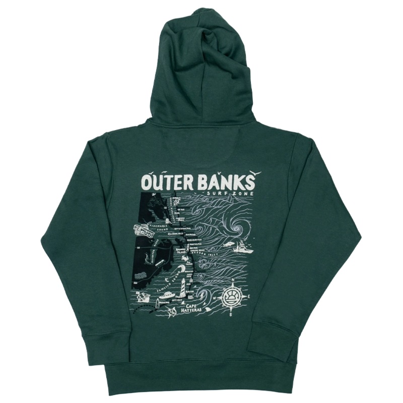 REAL Outer Banks Map Hooded Sweatshirt-Pine