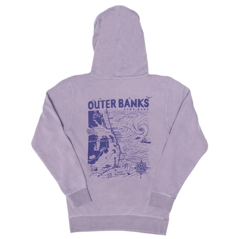 REAL Outer Banks Map Hooded Sweatshirt-Plum