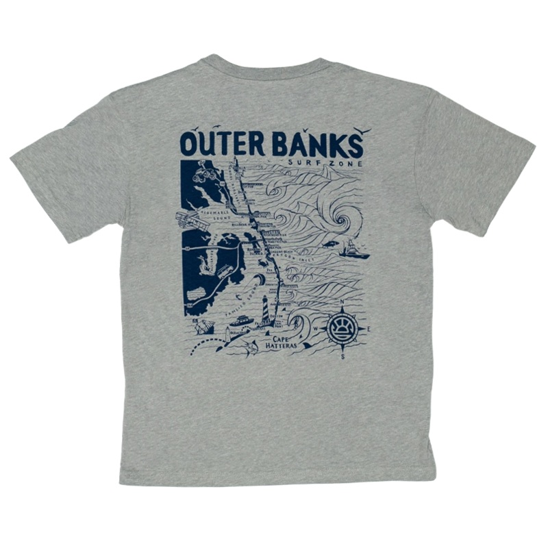 REAL Outer Banks Map Youth Tee-Carbon Grey