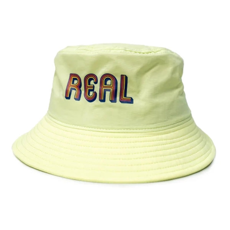 REAL Rainbow Logo Nylon Bucket Hat-Lime