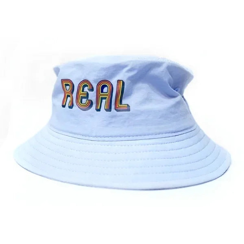 REAL Rainbow Logo Nylon Bucket Hat-Powder