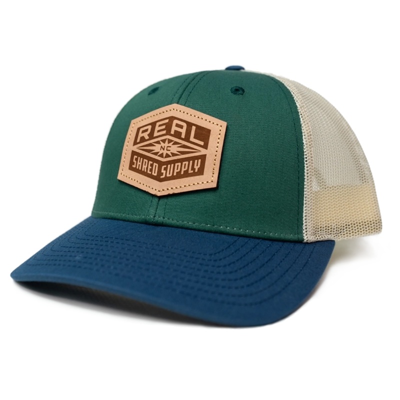 REAL Shred Supply Leather Badge Hat-Spruce/Birch/Light Navy