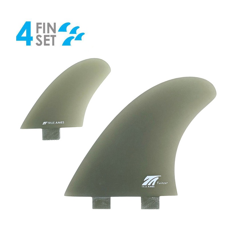 True Ames FCS Fiberglass Twinzer Fin Set-Smoke