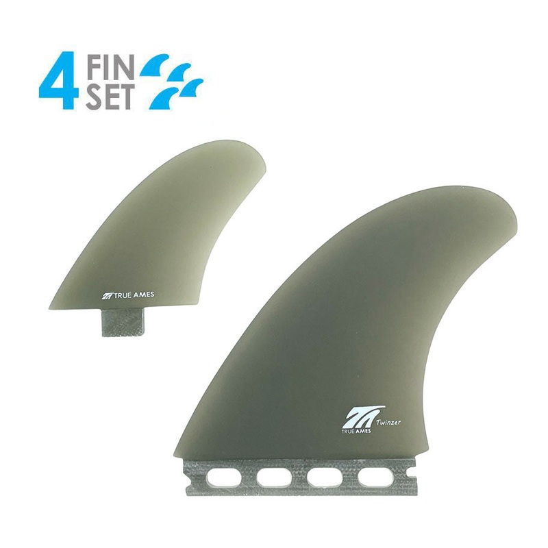 True Ames FCS/Futures Fiberglass Twinzer Fin Set-Smoke