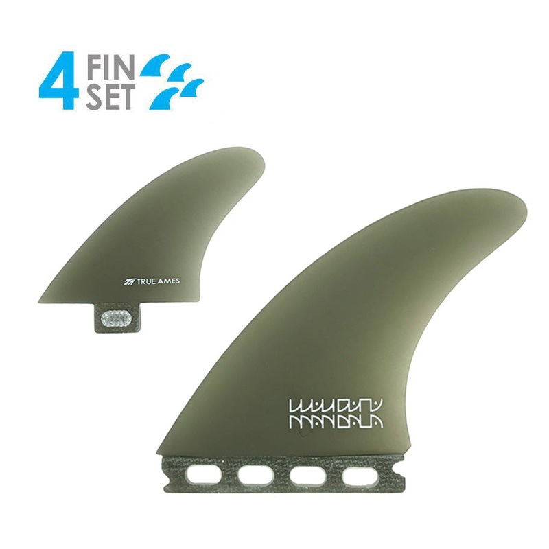 True Ames Mandala FCS/Futures Fiberglass Twinzer Fin Set-Smoke