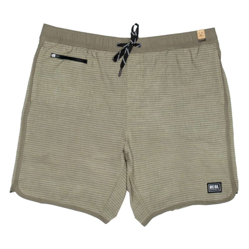 REAL Levitate Stripe Volley Shorts-Light Olive