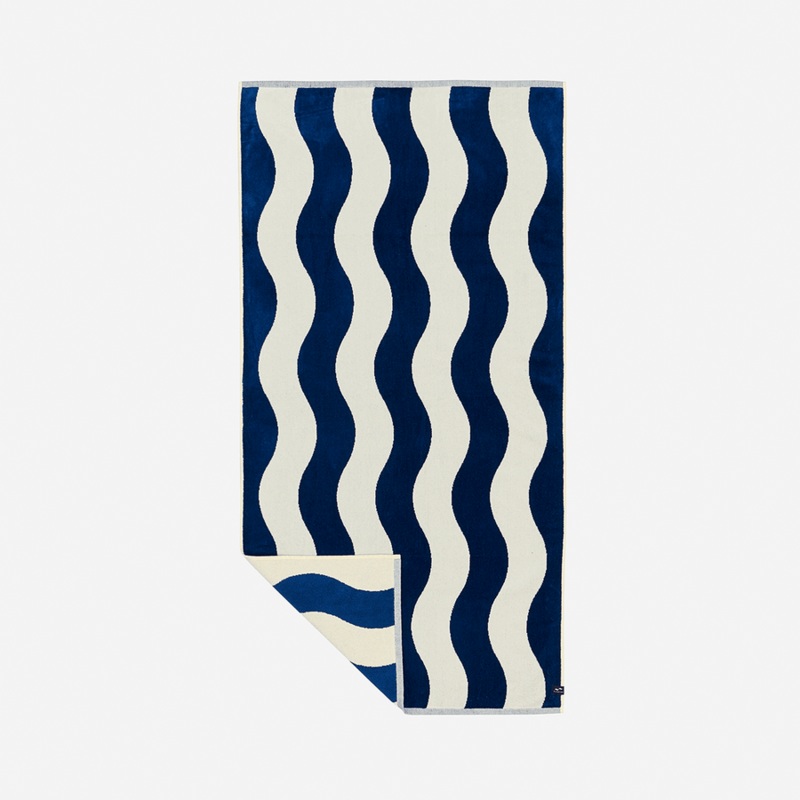 Slowtide Stripe Premium Woven Towel-Deep Pool