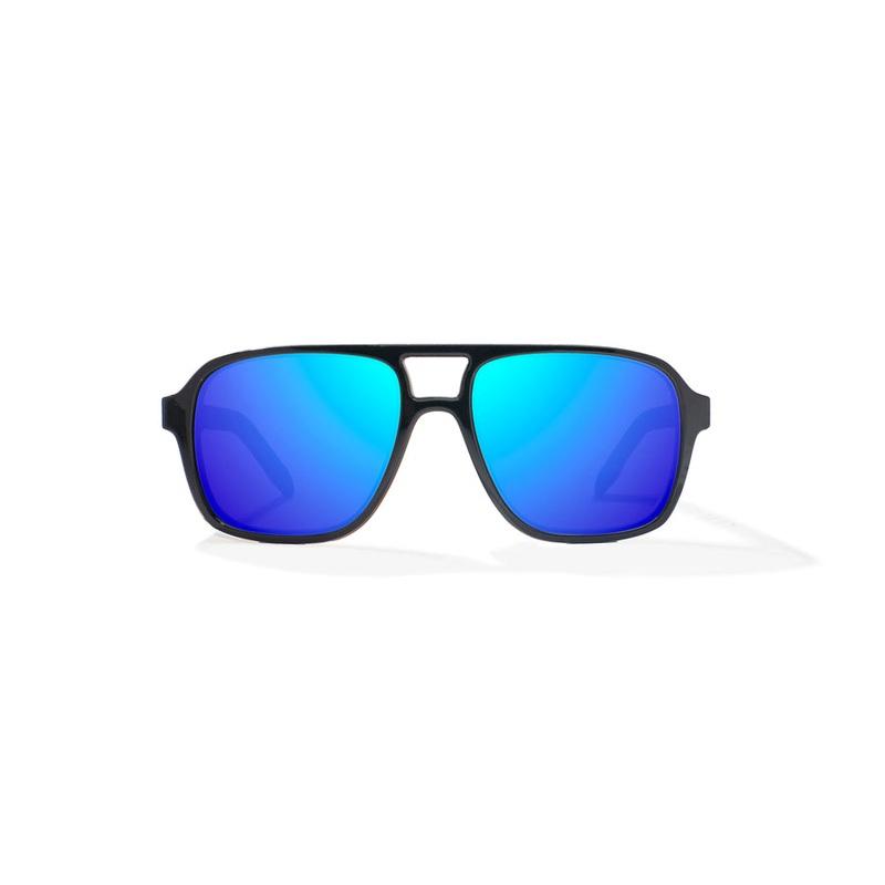 Bajio 12 South Sunglasses-Black Gloss/Blue Mirror Poly