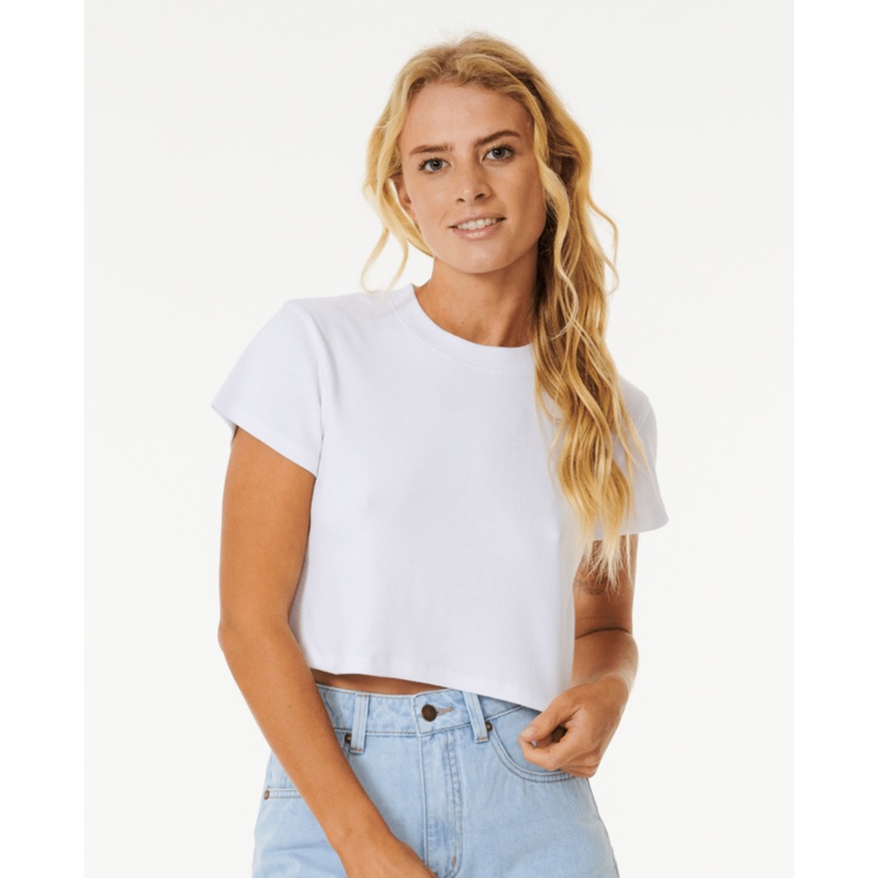 Rip Curl Classic Ribbed Tee-Optical White