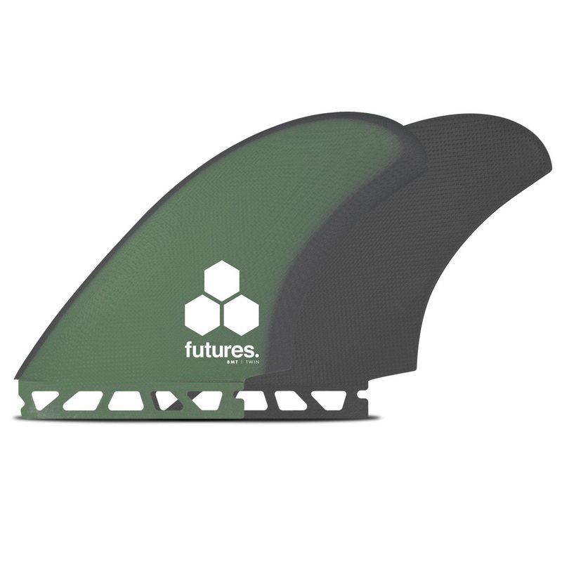 Futures Britt Merrick Fiberglass Twin Fin Set-Green/Gray