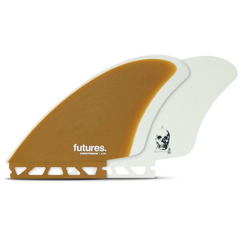 Futures Christenson Keel Fiberglass Twin Fin Set-Brown/White