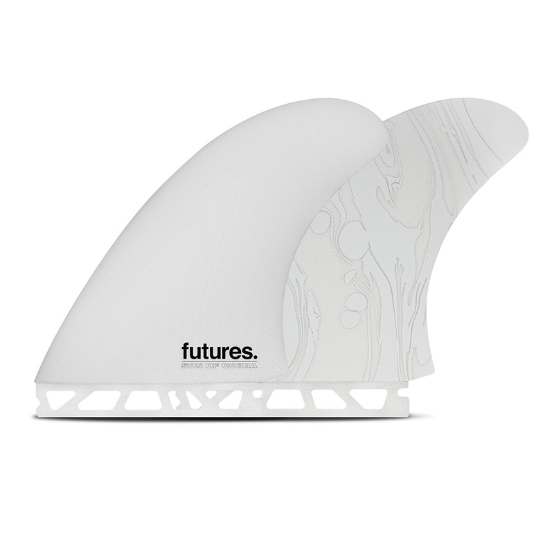 Futures SOC Fiberglass Twin Fin Set-White Marble