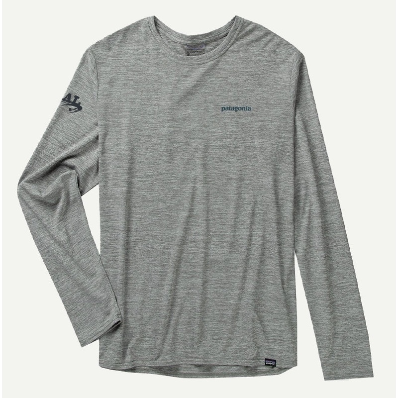 Patagonia x REAL Cap Cool Daily L/S Shirt-Abalone Blue: Feather Grey