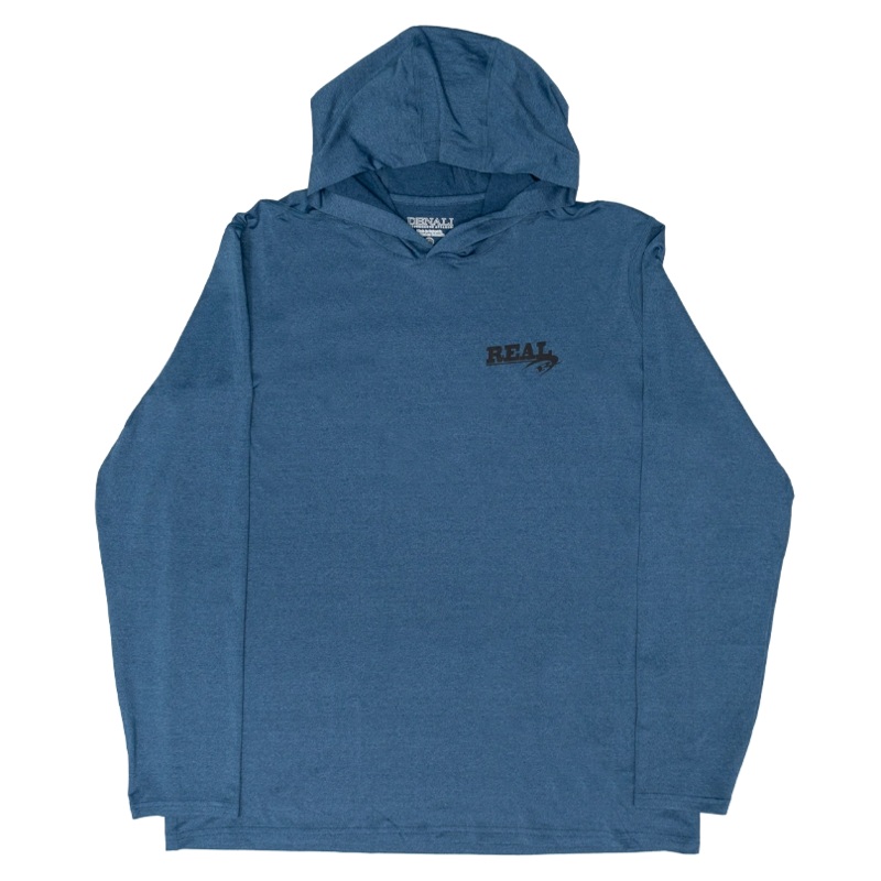 REAL L/S Hooded Sun Shirt-Heather Marine Blue