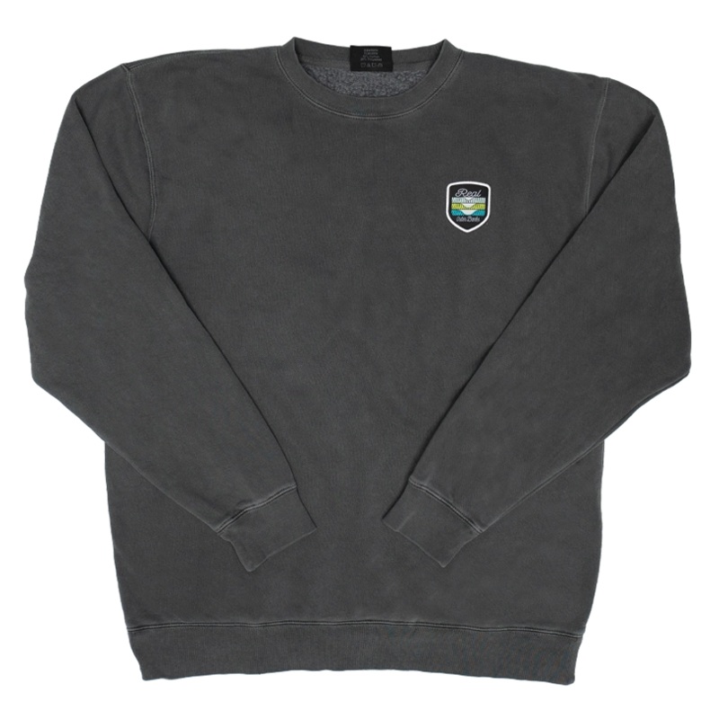 REAL Set Shield Waves Woven Crew Sweatshirt-Smoke