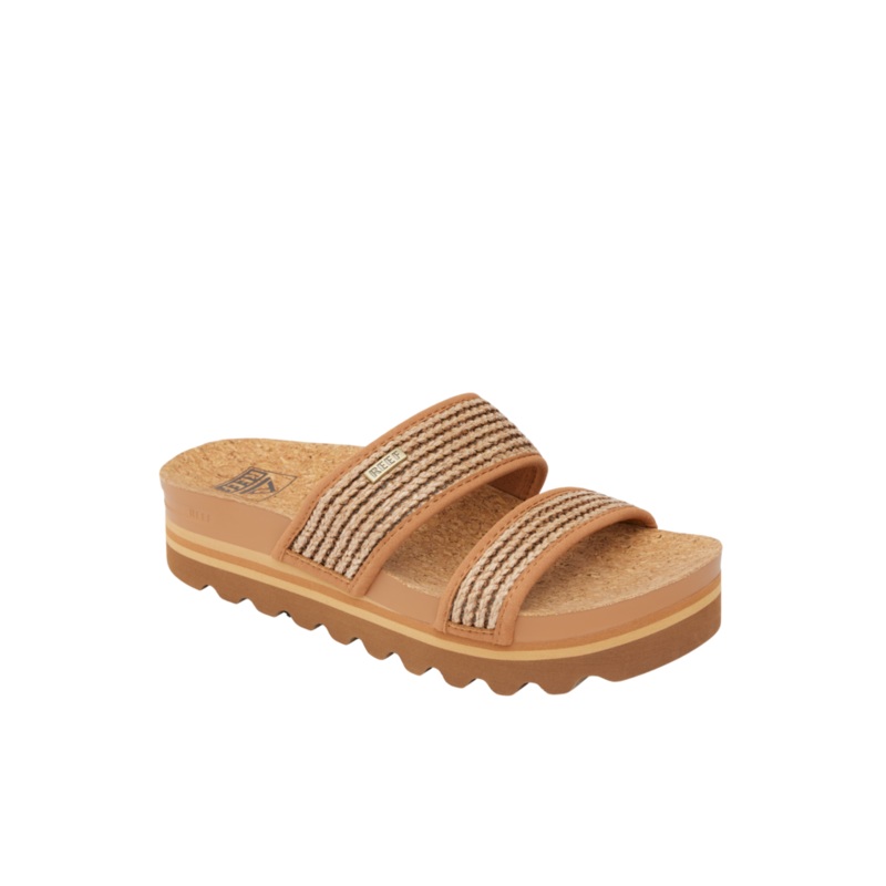 REEF Cushion Vista Hi Sandal-Chocolate Raffia