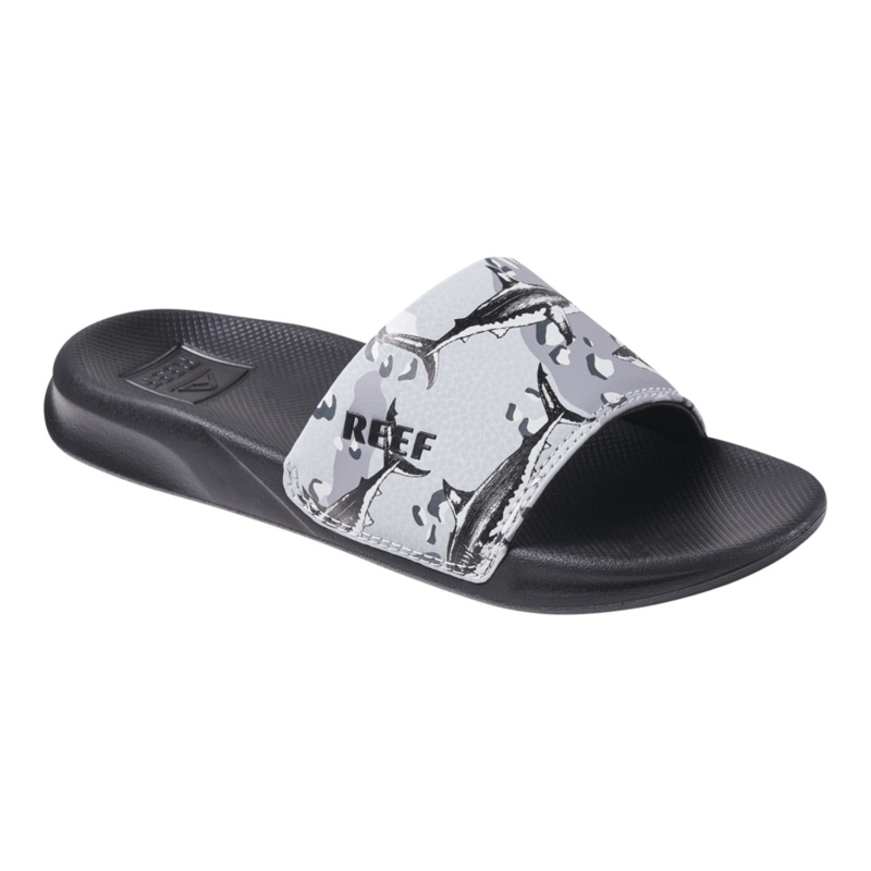 REEF Kids One Slide Sandal-Grey Camo Shark