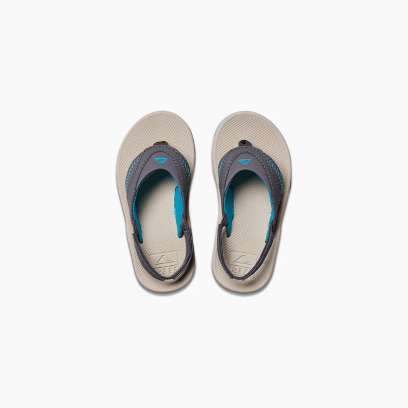 REEF Little Fanning Sandal-Grey/Aqua/Oak