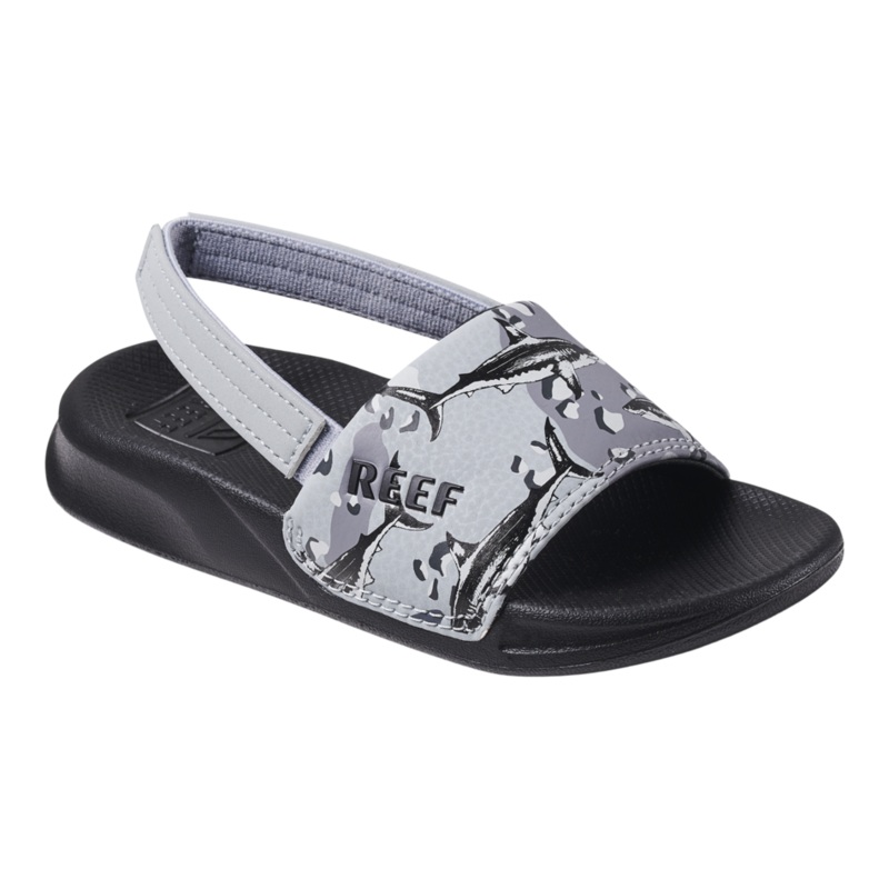 REEF Little One Slide Sandal-Grey Camo Shark