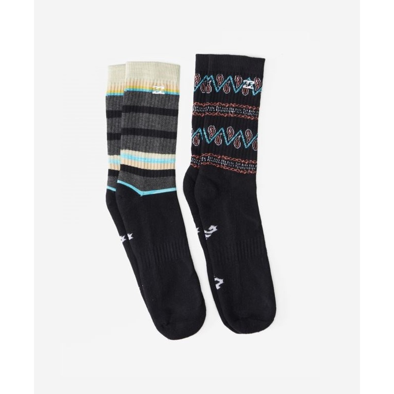 Billabong Paisley Crew Socks-Black