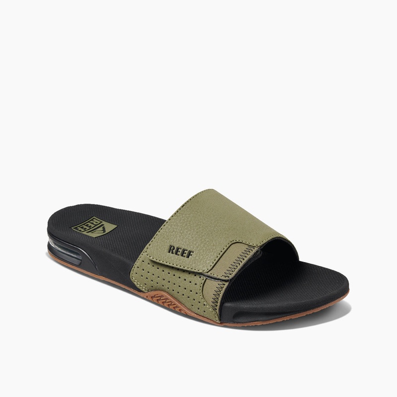 REEF Fanning Slide Sandal-Olive/Gum