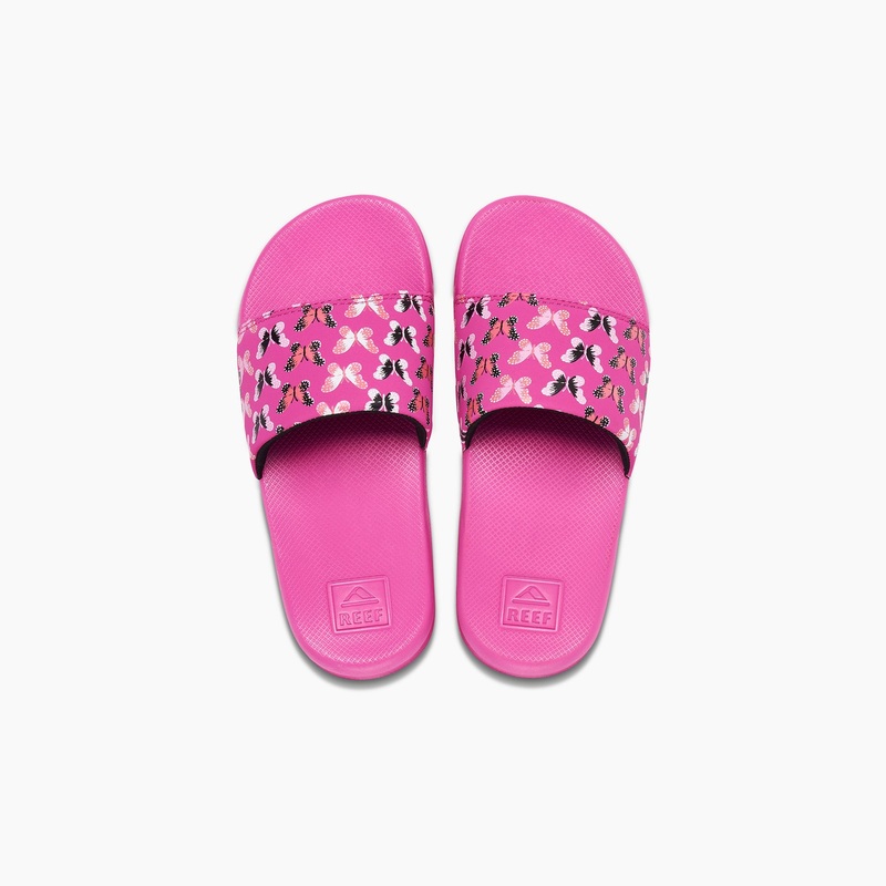 REEF Kids One Slide Sandal-Orchid Butterfly