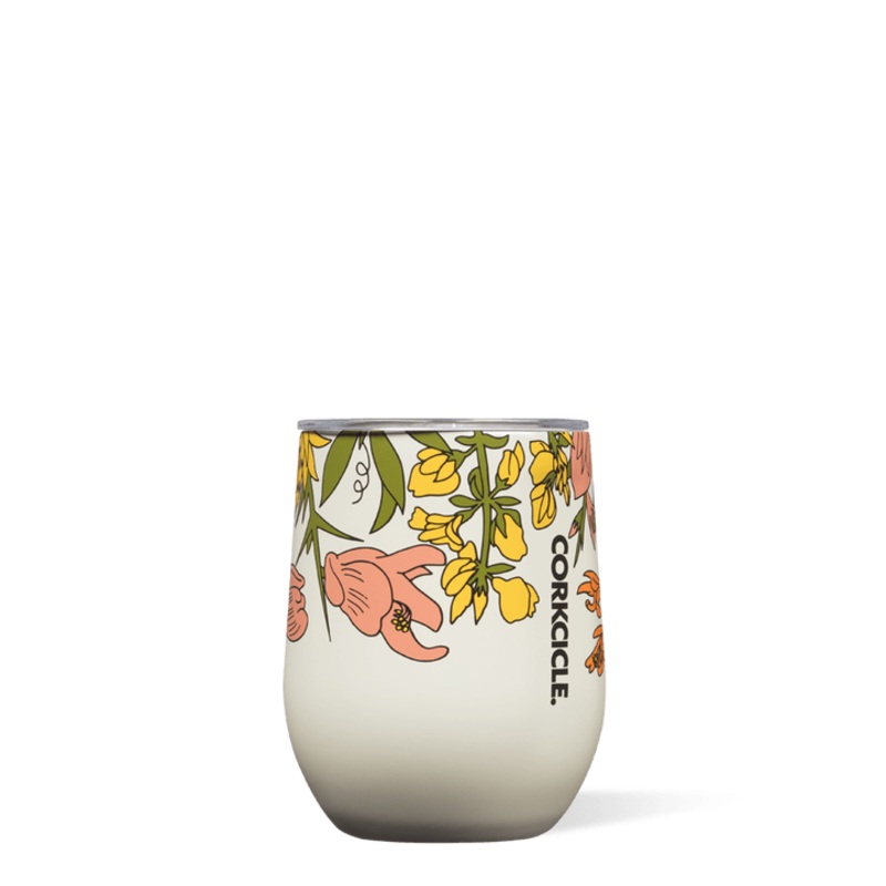 Corkcicle 12 oz Stemless-Cream Wildflower