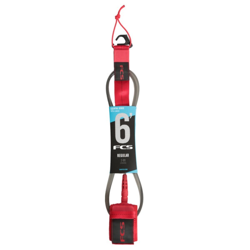 FCS Regular Essential Leash-6′ x 7mm-Red