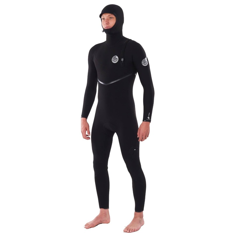 Rip Curl E Bomb 4/3 Zip Free Hooded Wetsuit-Black