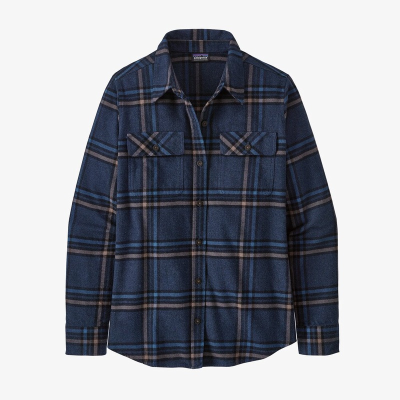 Patagonia W’s L/S Organic Cotton MW Fjord Flannel-Tundra: New Navy