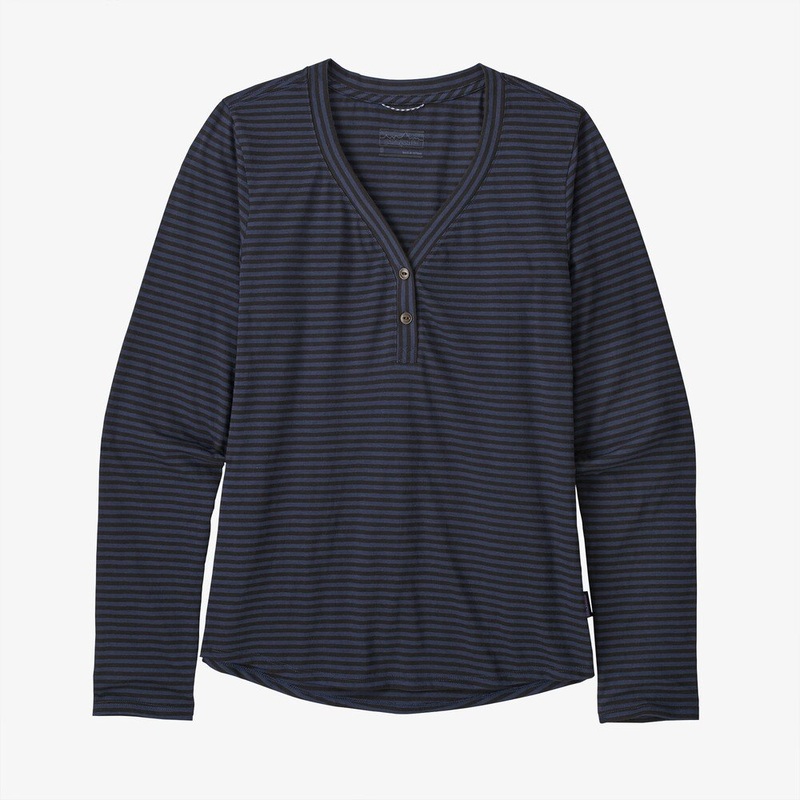 Patagonia W’s Mainstay Henley L/S Shirt-Bumble Bee: New Navy