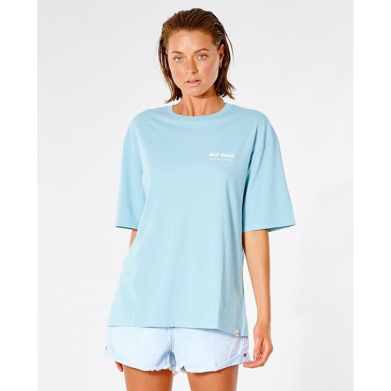 Rip Curl Destroy Waves Heritage Tee-Teal