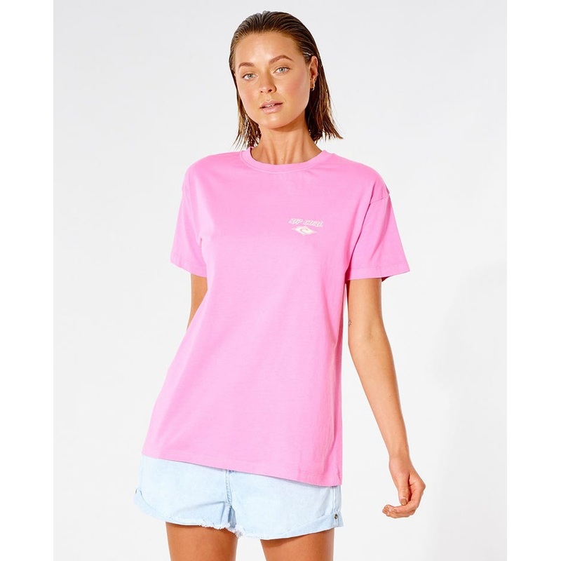 Rip Curl Fadeout Icon Tee-Pink