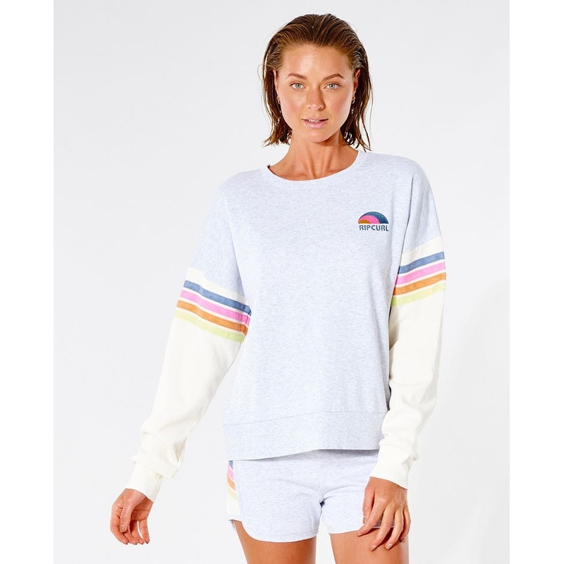 Rip Curl Surf Revival Wave Crew Sweatshirt-Light Grey Heather