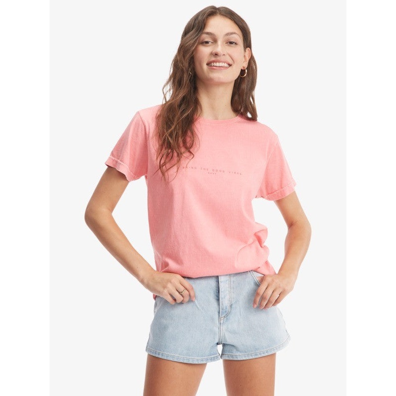 Roxy Paper Lines Tee-Strawberry Pink
