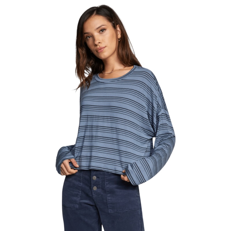 RVCA Countdown II L/S Tee-Blue Slate