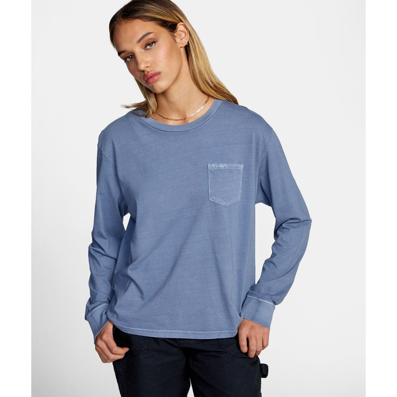 RVCA PTC Stolen L/S Tee-Blue Slate