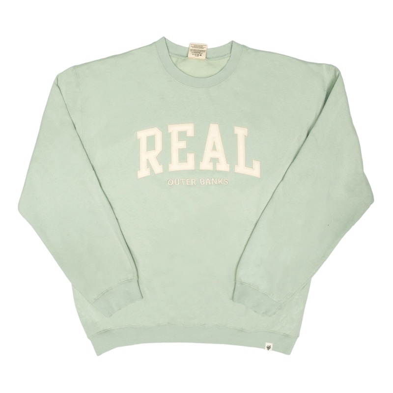 REAL Block Letters Applique Crew Sweatshirt-Sage
