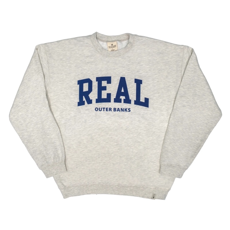 REAL Block Letters Crew Sweatshirt-Oatmeal