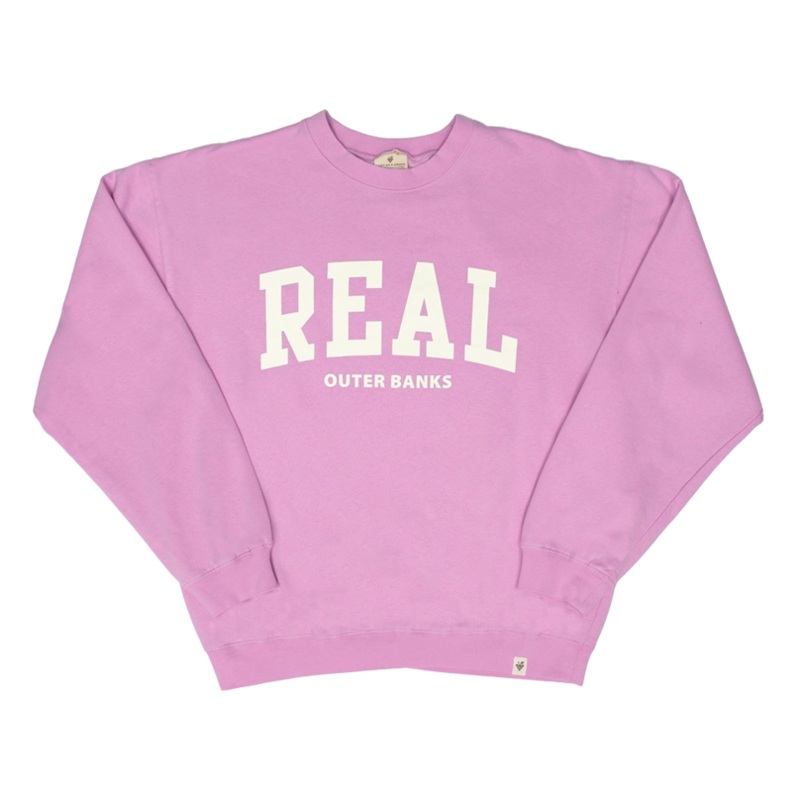 REAL Block Letters Crew Sweatshirt-Pastel Lavender